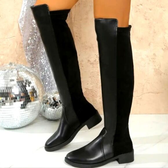 Elegant Black Over-the-Knee Boots Sz 9 - Picture 1 of 11